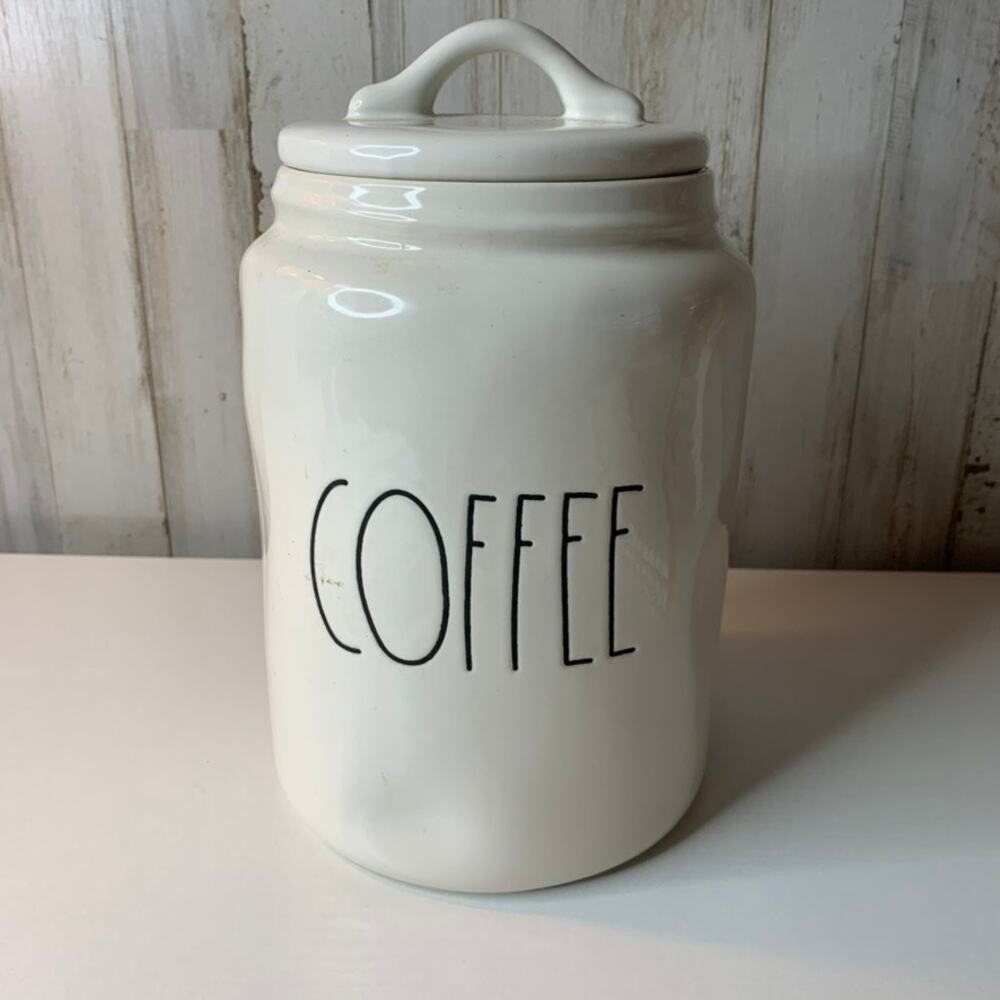 Rae Dunn COFFEE Canister Jar w/ Lid White 8 in Farmhouse